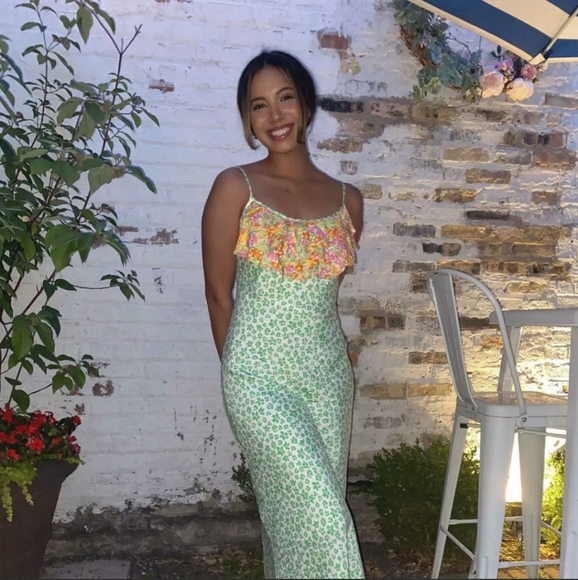 Sz L XL Rixo Target Leopard Ruffle Slip - Picture 1 of 6